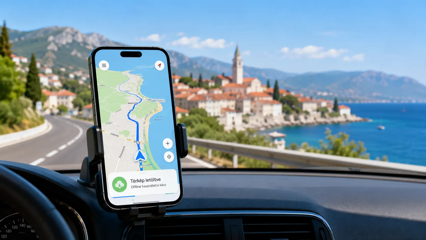 Offline térkép nyaraláshoz telefonos navigációval autóban