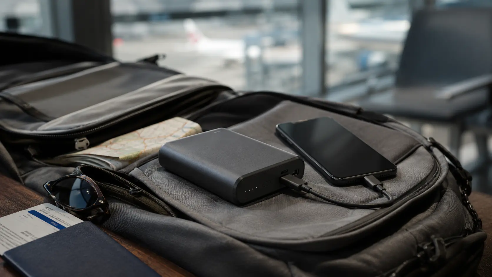 Power bank nyaraláshoz telefon töltéséhez utazótáskán