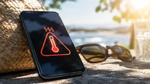 Telefon túlmelegszik nyáron hőségben és napsütésben