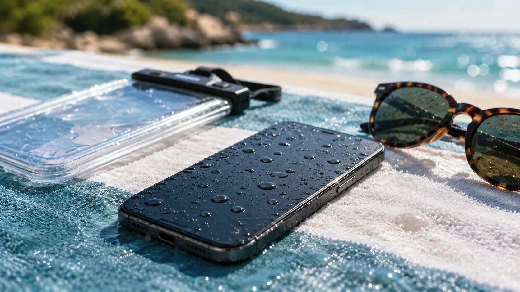 Vízbe esett telefon nyaraláskor nedves kijelzővel és vízálló tasakkal