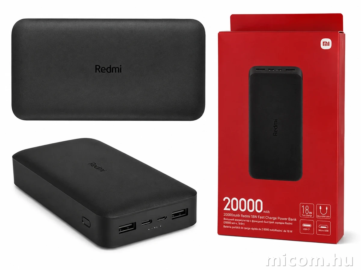 Redmi Power Bank 20000 mAh fekete kivitelben