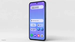Samsung Galaxy A57 5G sötétkék színben elölnézetből