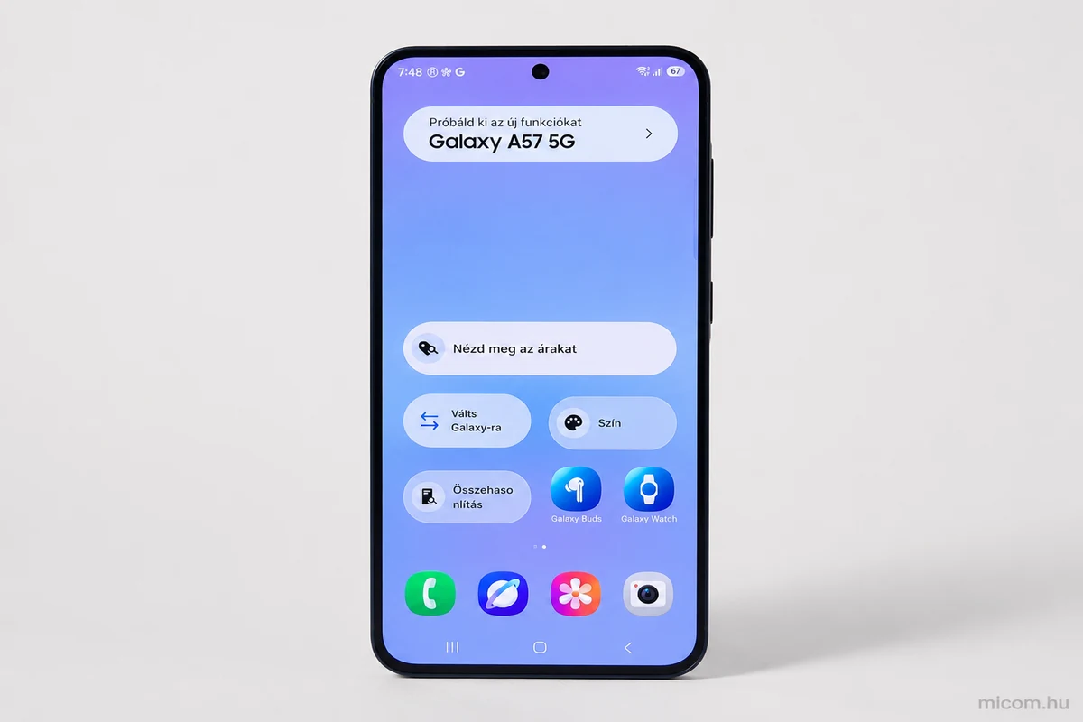 Samsung Galaxy A57 5G 6,7 hüvelykes Super AMOLED Plus kijelzővel