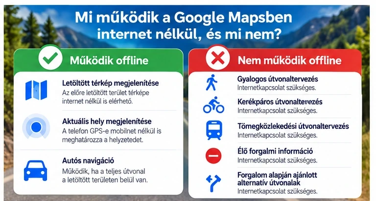 Google Maps funkciók internet nélkül